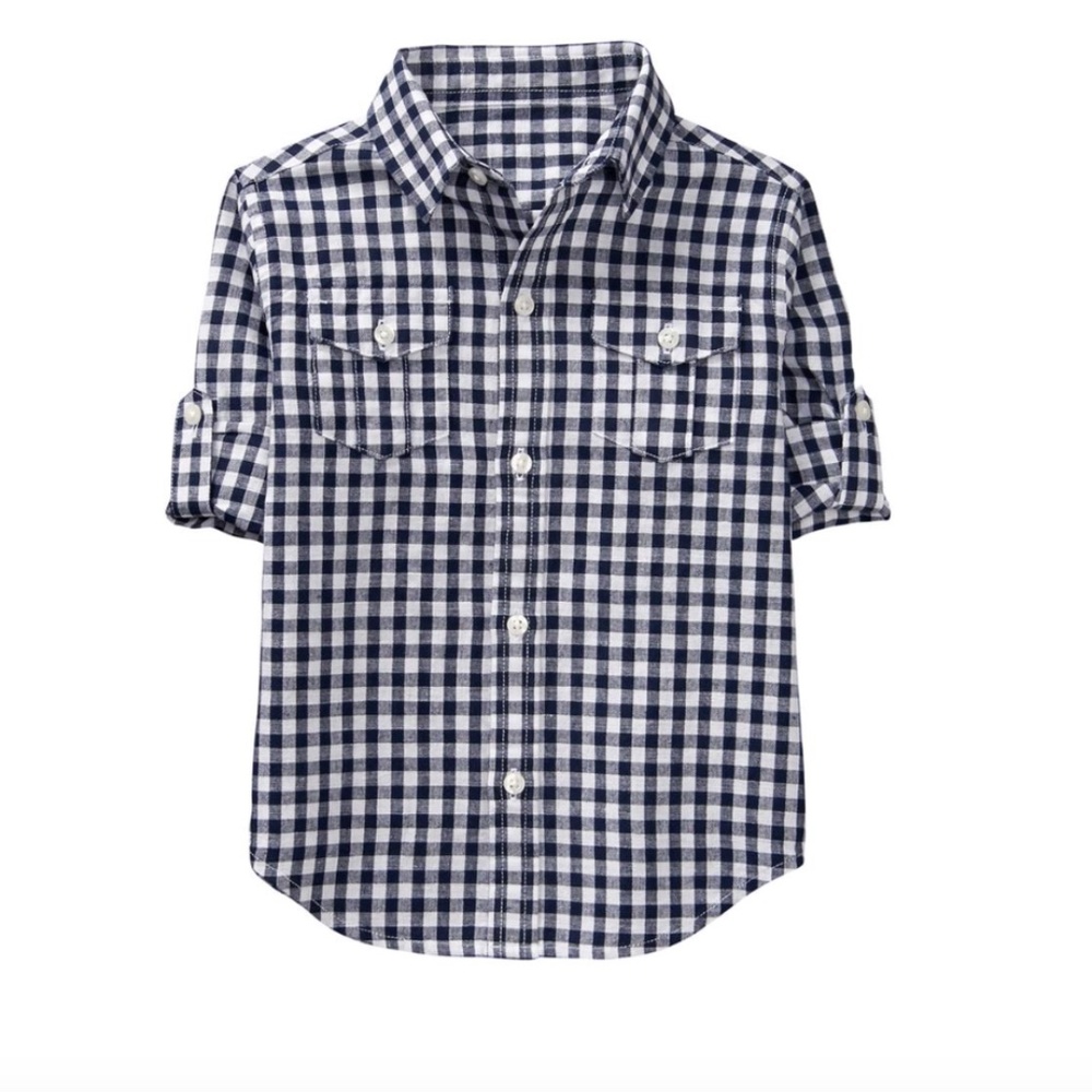 Janie and Jack ROLL-CUFF GINGHAM SHIRT 12-18M
